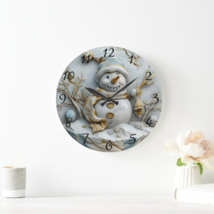 Grande Horloge Ronde Snowman en hiver Wonderland