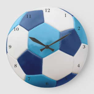 Grande Horloge Ronde Soccer Ball blues