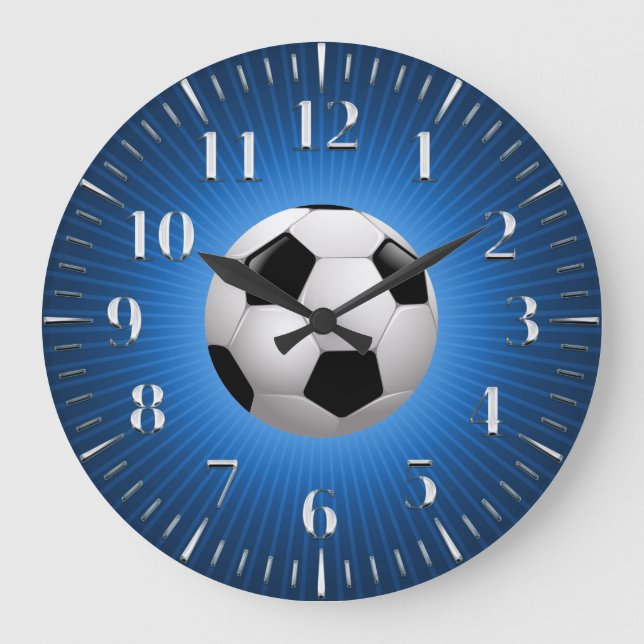 Grande Horloge Ronde Soccer de sport cool Blue (Recto)