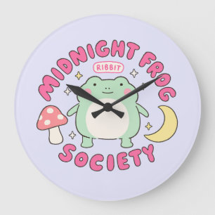 Grande Horloge Ronde Société Mignonne Grenouille de Minuit Champignon P