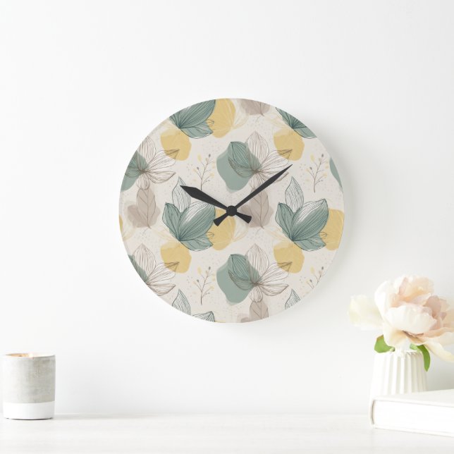 Grande Horloge Ronde Soft Spring Botanical Wall Clock (Maison)