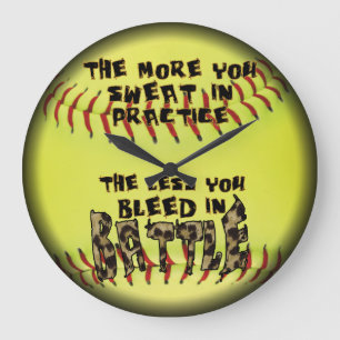 Grande Horloge Ronde Softball à lancer rapide Léopard saigne au combat