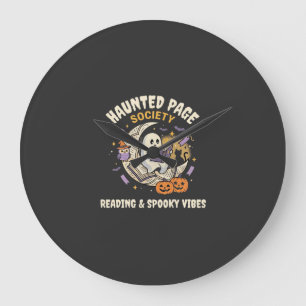Grande Horloge Ronde Soirée de lecture hantée d'Halloween