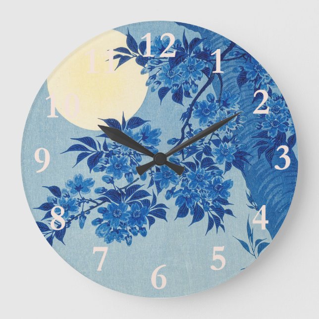 Grande Horloge Ronde Soirée Lune Arbre Bleu Lune (Recto)