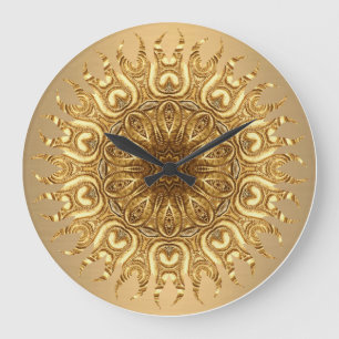 Grande Horloge Ronde Soleil doré