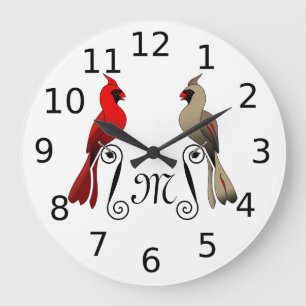 Grande Horloge Ronde SongBird du Cardinal du Nord