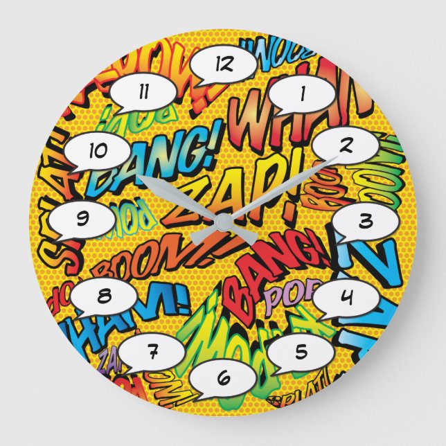 Grande Horloge Ronde Sons de l'art pop des bandes dessinées (Recto)