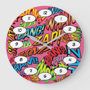 Grande Horloge Ronde Sons de Pop Art de Bande Dessinée