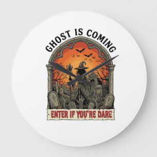 Grande Horloge Ronde Sorcellerie Cimetière Zombie Mains Halloween