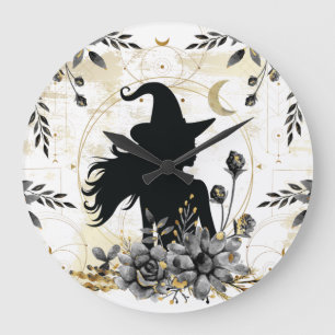Grande Horloge Ronde Sorcière contemporaine d'Halloween 3