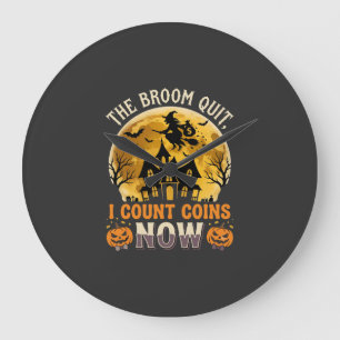 Grande Horloge Ronde Sorcière de banquier hantée d'Halloween