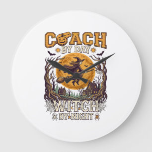 Grande Horloge Ronde Sorcière de jour de coach nuit Haloween Lune volan