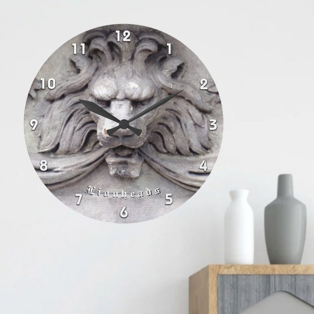 Grande Horloge Ronde Soulagement architectural classique LionHead avec  (Créateur téléchargé)