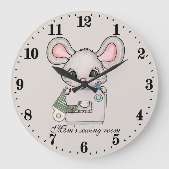 Grande Horloge Ronde souris à couture mignonne (Recto)