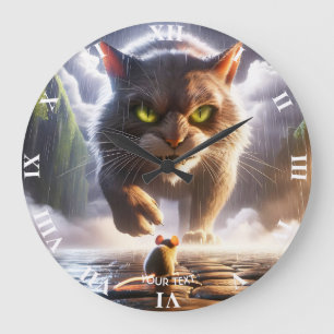Grande Horloge Ronde Souris Et Chat Imaginaire