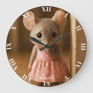 Grande Horloge Ronde Souris minuscule triste mignonne fantastique