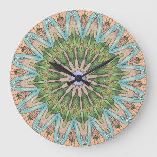 Grande Horloge Ronde Southwest Stained Glass Kaleidoscope Wall Clock
