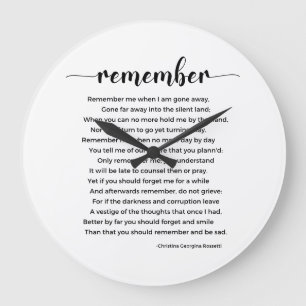 Grande Horloge Ronde Souvenez-vous du poème de Christina Georgina Ross