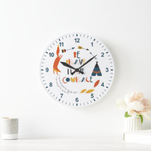 Grande Horloge Ronde Soyez courageux Ayez Courage Fox