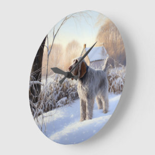 Grande Horloge Ronde Spinone Italiano Qu'il neige Noël