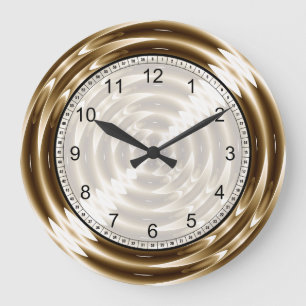 Grande Horloge Ronde Spirale en métal d'or