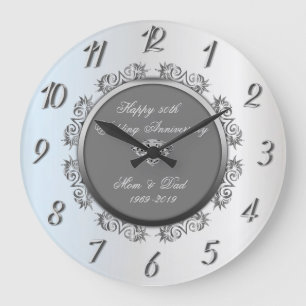 Grande Horloge Ronde Spirales argentées diamant 50e anniversaire de mar