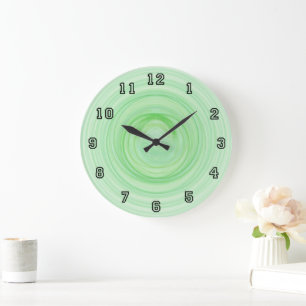 Grande Horloge Ronde Spirales vertes Abstraites et contemporaines