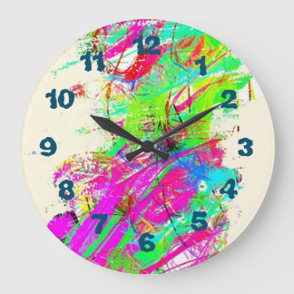 Grande Horloge Ronde Splattered paint rainbow digital art creative
