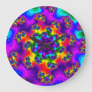 Grande Horloge Ronde Sprinkings floraux arc-en-ciel
