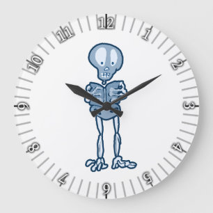 Grande Horloge Ronde Squelette littéraire Ethan fasciné avec livre