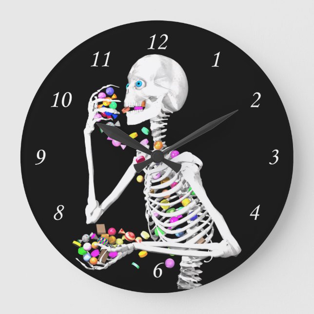 Grande Horloge Ronde Squelette Manger Halloween Candy (Recto)