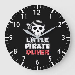 Grande Horloge Ronde Squelette Mignon Petit Pirate Personnalisé