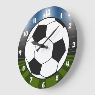 Grande Horloge Ronde Stade de football noir blanc