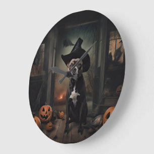 Grande Horloge Ronde Staffordshire Terrier Citrouilles Halloween effray