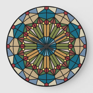 Grande Horloge Ronde Stained Glass Wall Clock