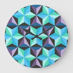 Grande Horloge Ronde Stars Abstrait Géométrique