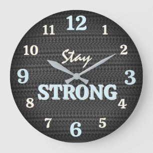 Grande Horloge Ronde Stay Strong Salle de sport industrielle