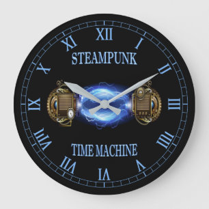 Grande Horloge Ronde Steampunk ~ Blue Wave électronique ~ Machine à voy