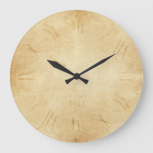 Grande Horloge Ronde Steampunk face à l'horloge Sepia