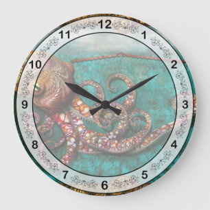 Grande Horloge Ronde Steampunk - Le conte du Kraken