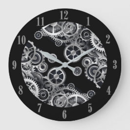 Grande Horloge Ronde Steampunk Silver Gears