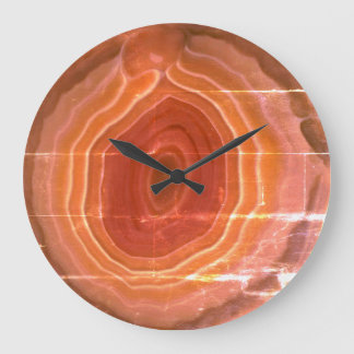 Grande Horloge Ronde Stone orange contemporain
