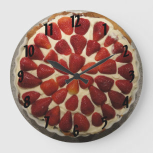 Grande Horloge Ronde Strawberry Cream Pie Wall Clock