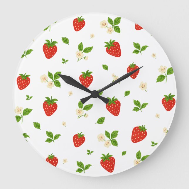 Grande Horloge Ronde Strawberry Pattern Kitchen Wall Clock (Recto)