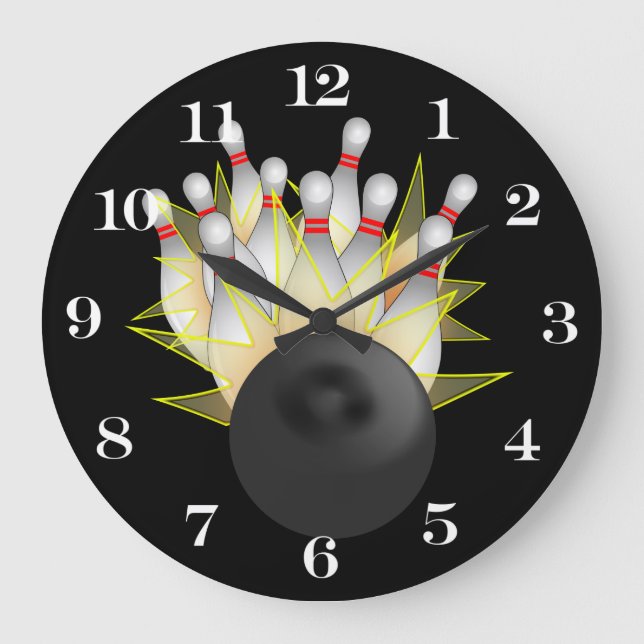 Grande Horloge Ronde STRIKE ! Bowling Ball and Pins (Recto)