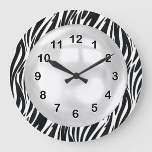 Grande Horloge Ronde Stripe de Wall Clock Black Zebra