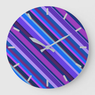 Grande Horloge Ronde stripes en bleu et purple