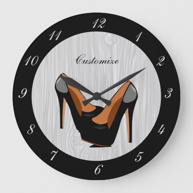 Grande Horloge Ronde Style Chic Noir Blanc Haut talons Mode (Recto)