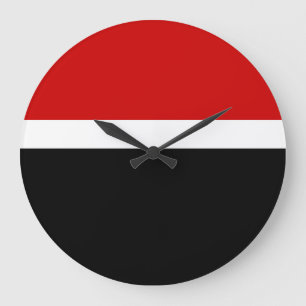 Grande Horloge Ronde Style de bloc de couleur noir rouge