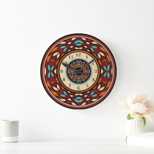 Grande Horloge Ronde Style géométrique moderne du sud-ouest
